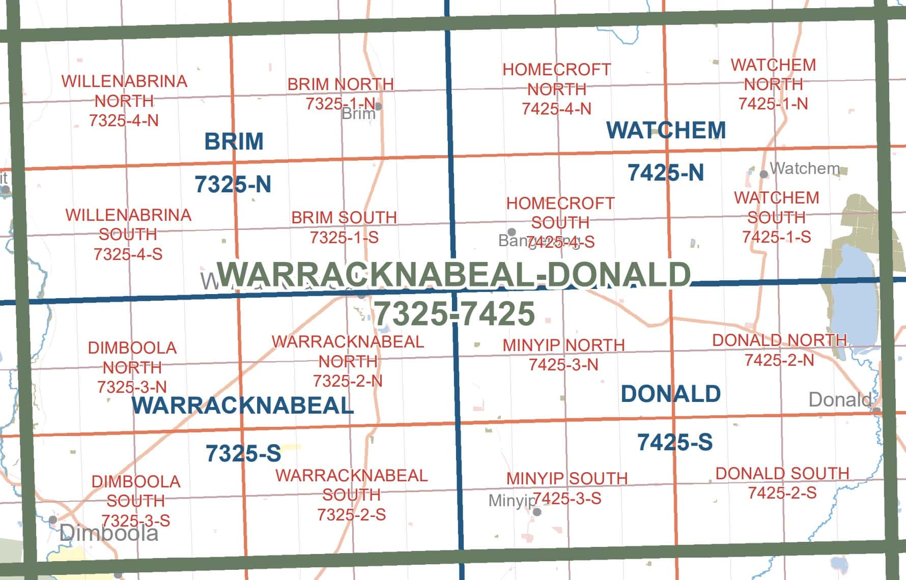 Vicmap 7325-7425 Warracknabeal-Donald 100K Topo Map